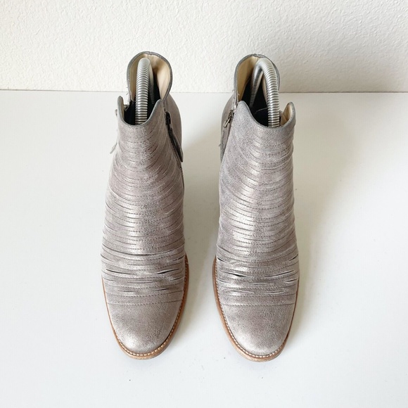 Paul Green Malibu Womens Ankle Boots 7 Metallic Leather Nubuck Sliced Zipper - Picture 2 of 12